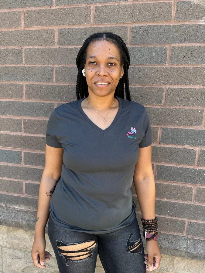 Ms. Medicare Charcoal Gray V-Neck